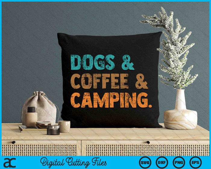 Retro Honden Koffie Camping Grappige Kampeerders SVG PNG Digitale Snijbestanden