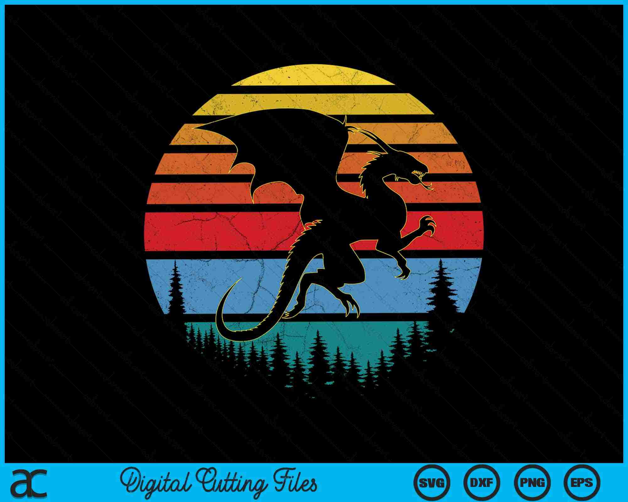 Dragon Vintage Castle Dungeon Fantasy Tabletop Gamer SVG PNG Files ...