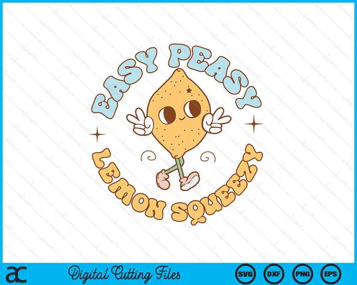 Retro Easy Peasy Lemon Squeezy Hello Summer Vacation SVG PNG Digital Printable Files