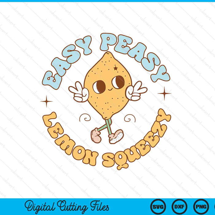 Retro Easy Peasy Lemon Squeezy Hello Summer Vacation SVG PNG Digital Printable Files
