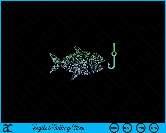 Retro Fish Design Fishing SVG PNG Digital Printable Files