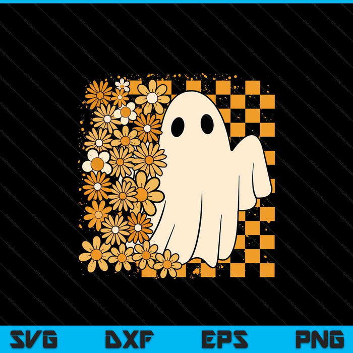 Retro Floral Pumpkin Ghost Spooky Season SVG PNG Digital Printable Files