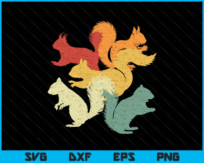 Retro Forest Animal Lover Gift Idea Squirrel SVG PNG Digital Printable Files