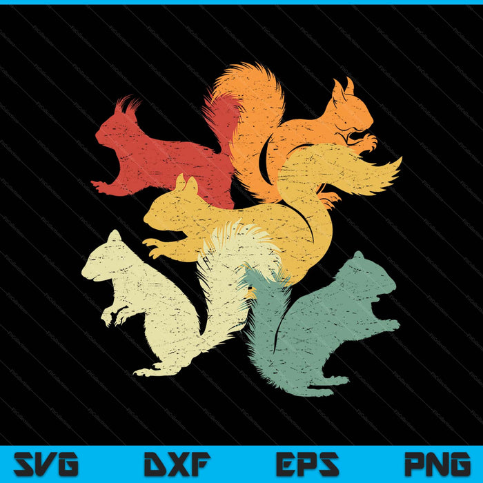 Retro Forest Animal Lover Gift Idea Squirrel SVG PNG Digital Printable Files