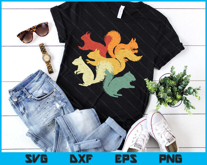 Retro Forest Animal Lover Gift Idea Squirrel SVG PNG Digital Printable Files