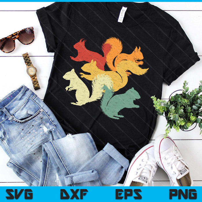 Retro Forest Animal Lover Gift Idea Squirrel SVG PNG Digital Printable Files