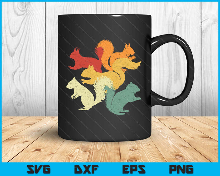 Retro Forest Animal Lover Gift Idea Squirrel SVG PNG Digital Printable Files