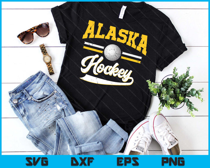 Retro Game Day Vintage Alaska Hockey SVG PNG Digital Cutting Files