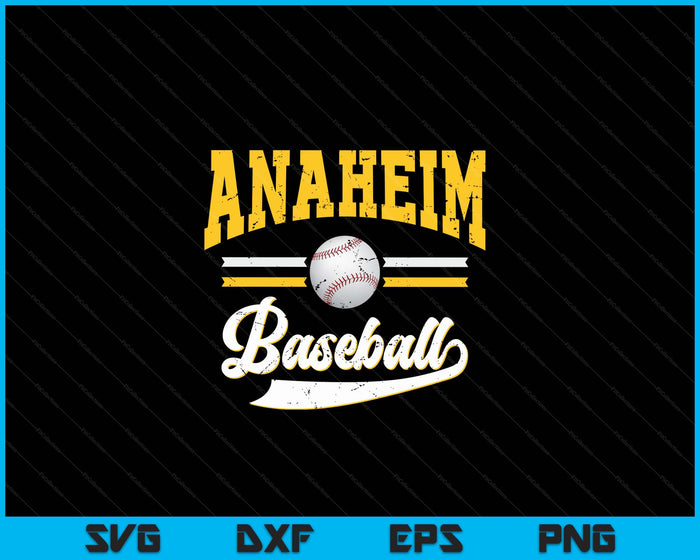 Retro Game Day Vintage Anaheim Baseball SVG PNG Digital Cutting Files