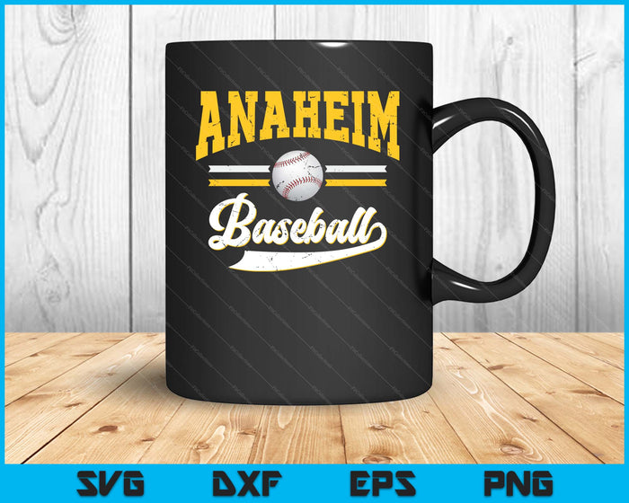 Retro Game Day Vintage Anaheim Baseball SVG PNG Digital Cutting Files