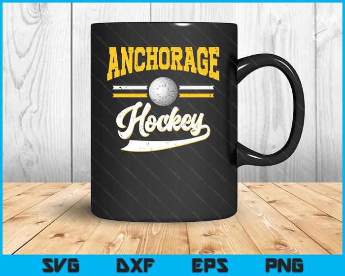 Retro Game Day Vintage Anchorage Hockey SVG PNG Digital Cutting Files