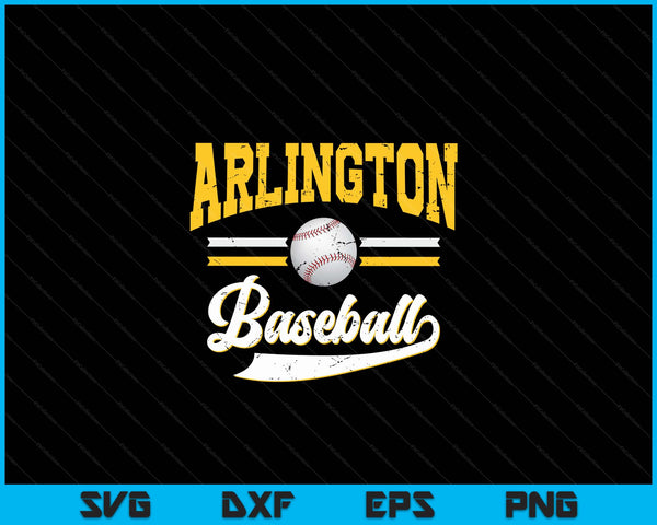 Retro Game Day Vintage Arlington Baseball SVG PNG Digital Cutting Files