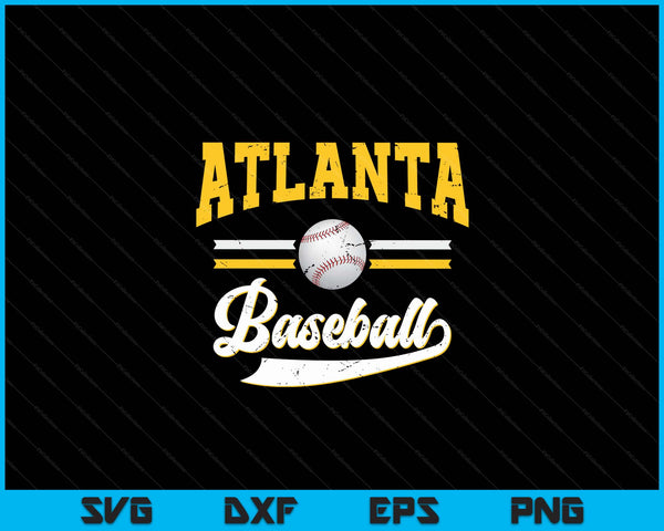 Retro Game Day Vintage Atlanta Baseball SVG PNG Digital Cutting Files