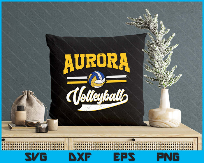 Retro Game Day Vintage Aurora Volleyball SVG PNG Digital Cutting Files