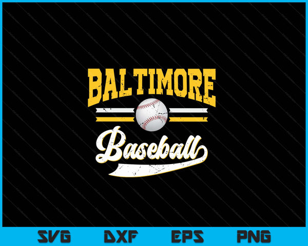 Retro Game Day Vintage Baltimore Baseball SVG PNG Digital Cutting Files