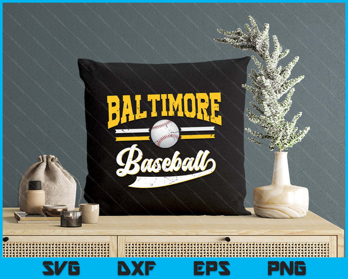 Retro Game Day Vintage Baltimore Baseball SVG PNG Digital Cutting Files