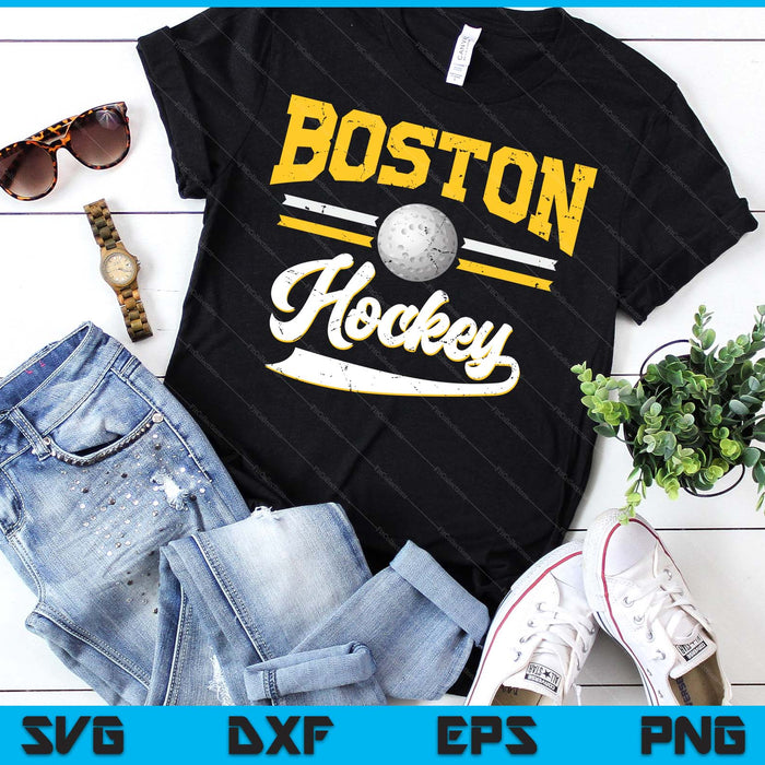 Retro Game Day Vintage Boston Hockey SVG PNG Digital Cutting Files