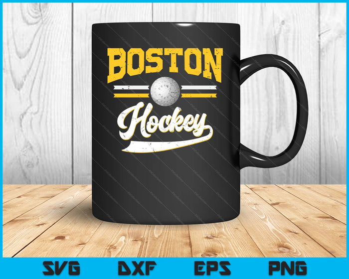 Retro Game Day Vintage Boston Hockey SVG PNG Digital Cutting Files