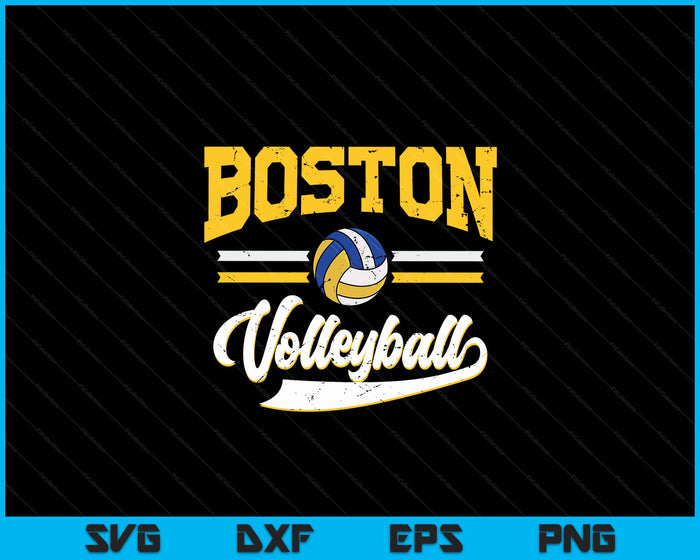 Retro Game Day Vintage Boston Volleyball SVG PNG Digital Cutting Files