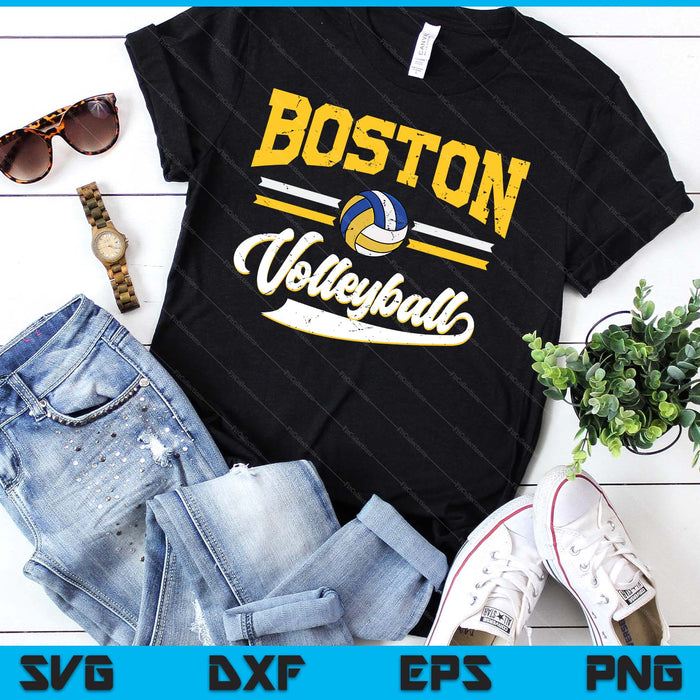Retro Game Day Vintage Boston Volleyball SVG PNG Digital Cutting Files