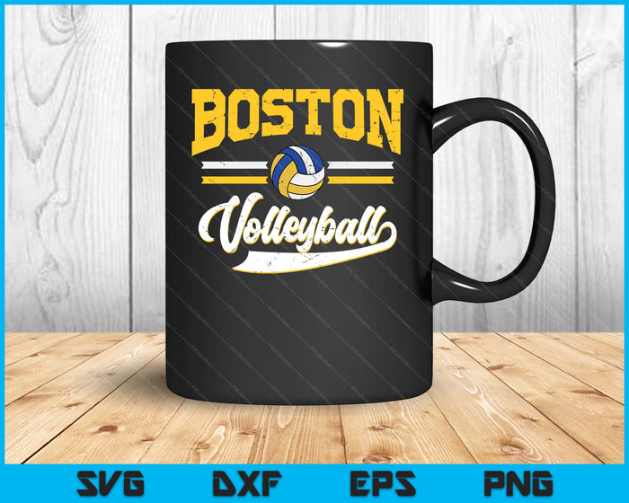 Retro Game Day Vintage Boston Volleyball SVG PNG Digital Cutting Files