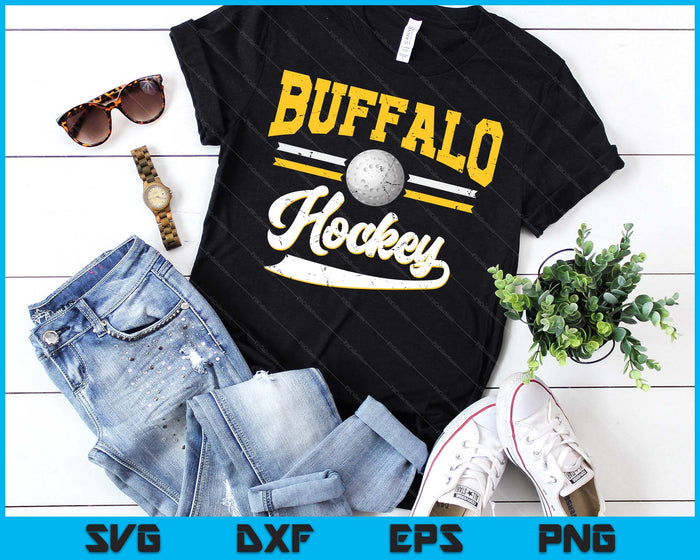 Retro Game Day Vintage Buffalo Hockey SVG PNG Digital Cutting Files