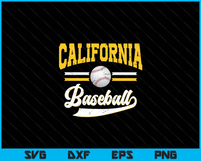 Retro Game Day Vintage California Baseball SVG PNG Digital Cutting Files