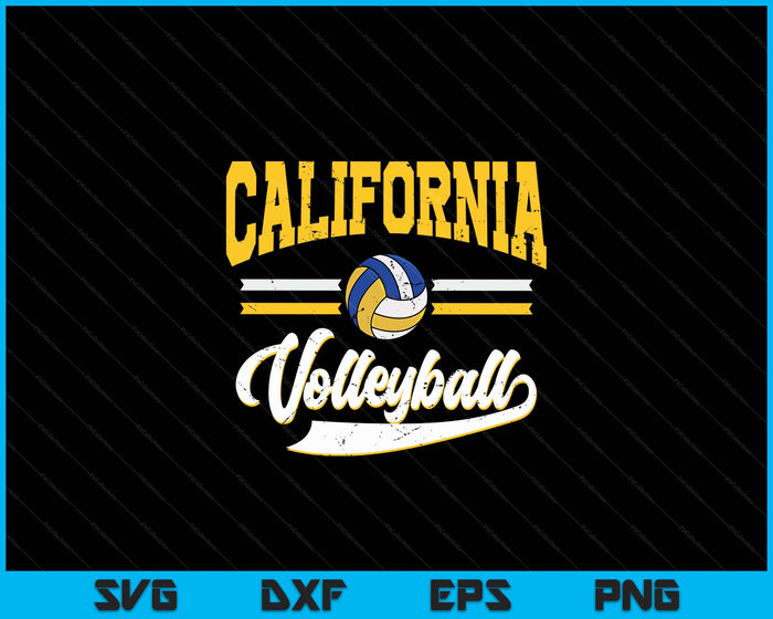 Retro Game Day Vintage California Volleyball SVG PNG Digital Cutting Files