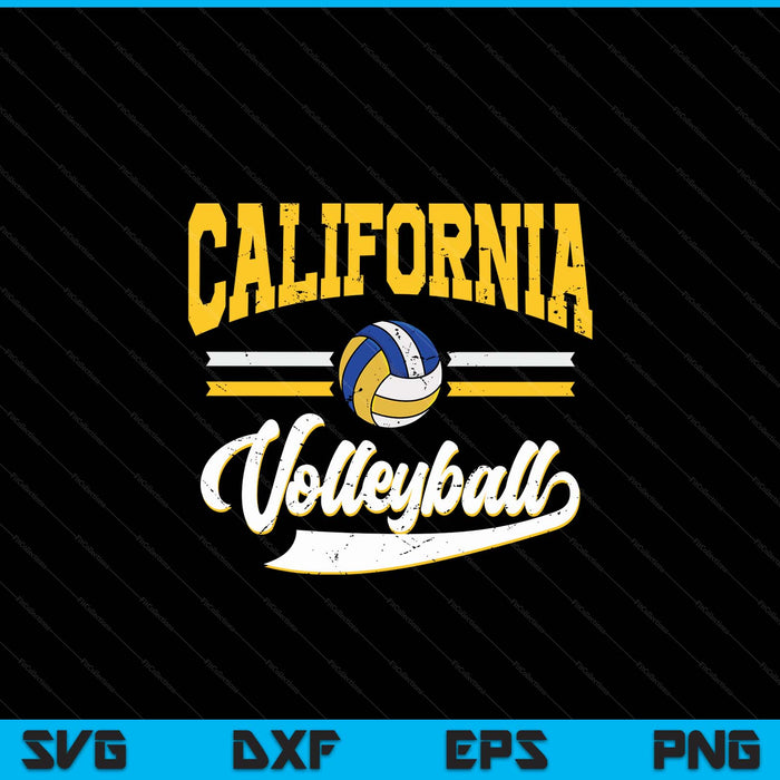 Retro Game Day Vintage California Volleyball SVG PNG Digital Cutting Files