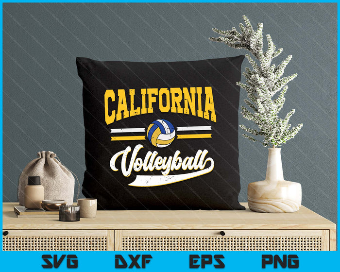 Retro Game Day Vintage California Volleyball SVG PNG Digital Cutting Files