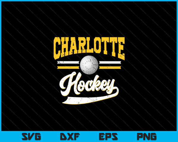 Retro Game Day Vintage Charlotte Hockey SVG PNG Digital Cutting Files