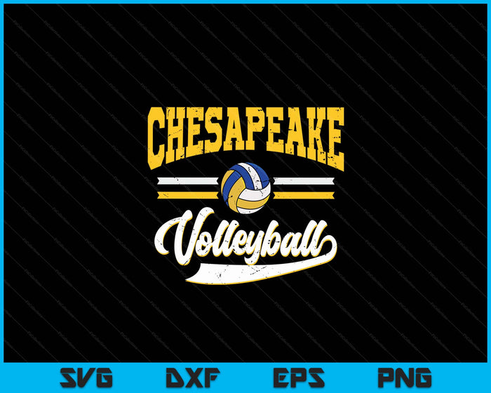 Retro Game Day Vintage Chesapeake Volleyball SVG PNG Digital Cutting Files