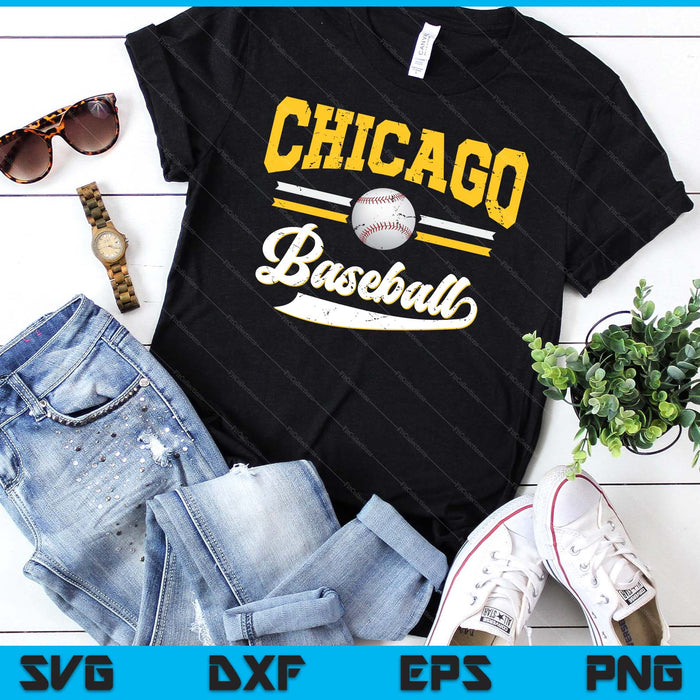 Retro Game Day Vintage Chicago Baseball SVG PNG Digital Cutting Files