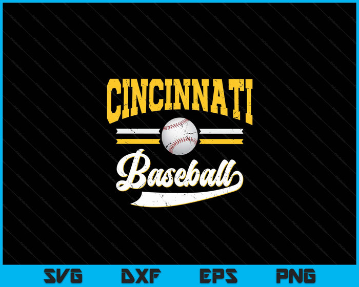 Retro Game Day Vintage Cincinnati Baseball SVG PNG Digital Cutting Files