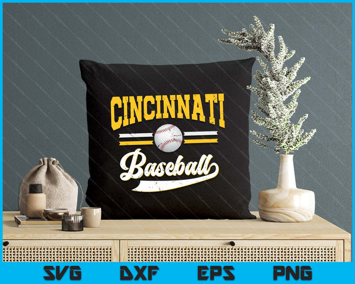 Retro Game Day Vintage Cincinnati Baseball SVG PNG Digital Cutting Files