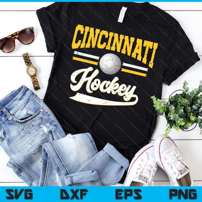 Retro Game Day Vintage Cincinnati Hockey SVG PNG Digital Cutting Files