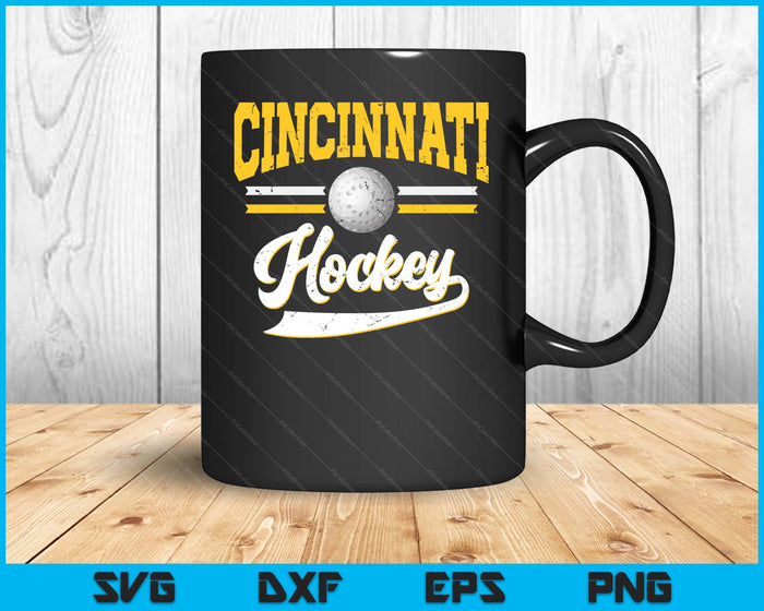 Retro Game Day Vintage Cincinnati Hockey SVG PNG Digital Cutting Files