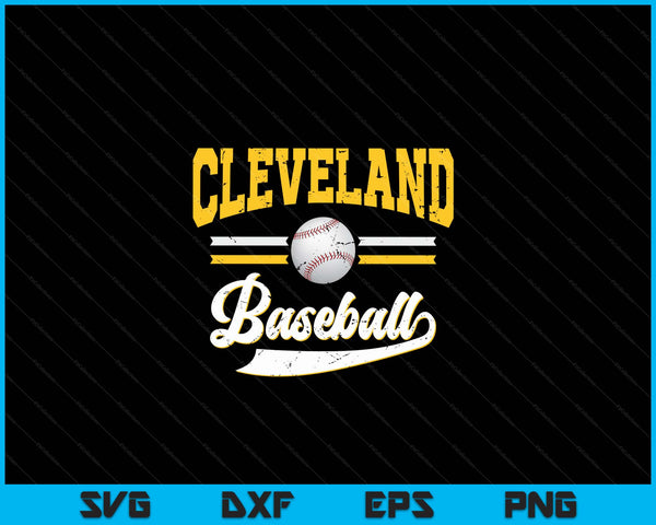 Retro Game Day Vintage Cleveland Baseball SVG PNG Digital Cutting Files