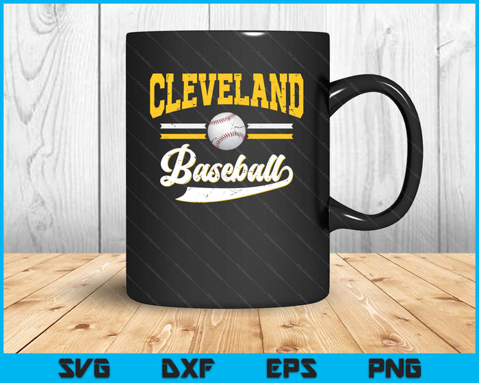 Retro Game Day Vintage Cleveland Baseball SVG PNG Digital Cutting Files