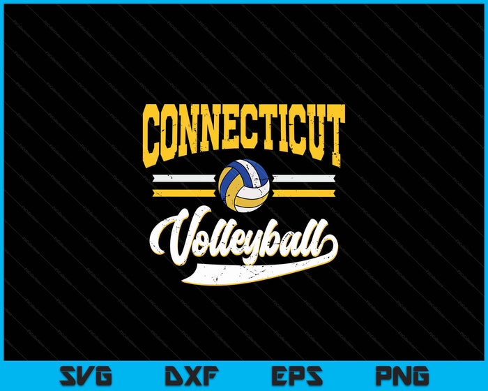 Retro Game Day Vintage Connecticut Volleyball SVG PNG Digital Cutting Files