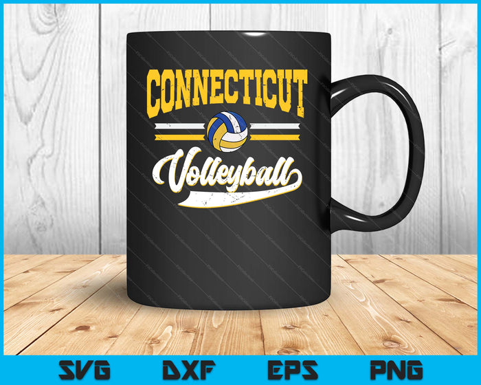 Retro Game Day Vintage Connecticut Volleyball SVG PNG Digital Cutting Files