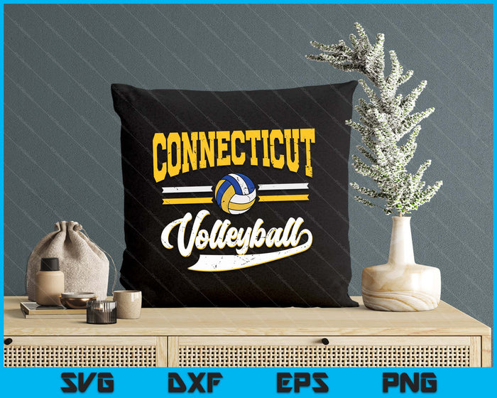 Retro Game Day Vintage Connecticut Volleyball SVG PNG Digital Cutting Files