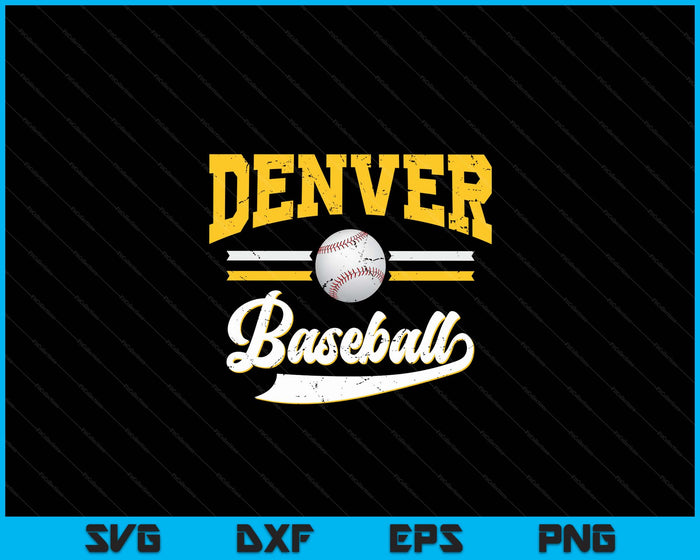 Retro Game Day Vintage Denver Baseball SVG PNG Digital Cutting Files