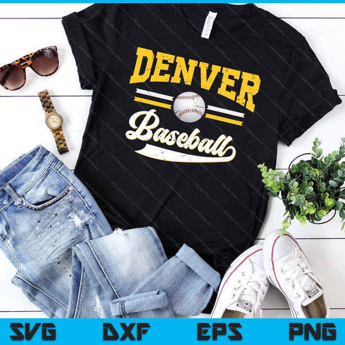Retro Game Day Vintage Denver Baseball SVG PNG Digital Cutting Files