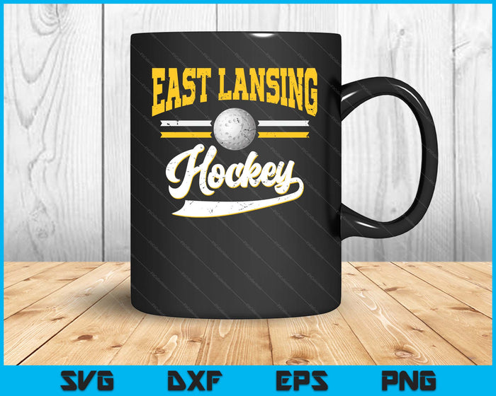 Retro Game Day Vintage East Lansing Hockey SVG PNG Digital Cutting Files