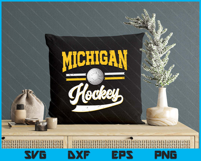 Retro Game Day Vintage Grand Michigan Hockey SVG PNG Digital Cutting Files