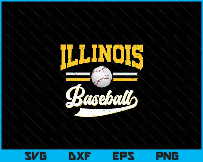 Retro Game Day Vintage Illinois Baseball SVG PNG Digital Cutting Files