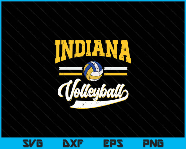 Retro Game Day Vintage Indiana Volleyball SVG PNG Digital Cutting Files