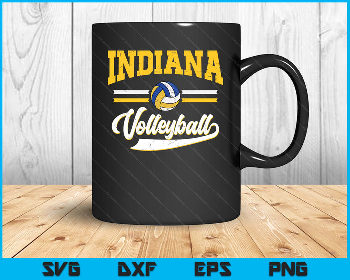 Retro Game Day Vintage Indiana Volleyball SVG PNG Digital Cutting Files