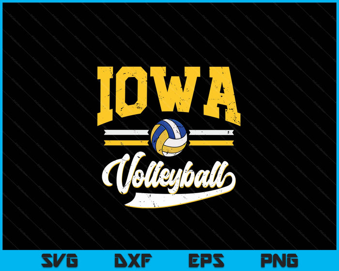 Retro Game Day Vintage Iowa Volleyball SVG PNG Digital Cutting Files